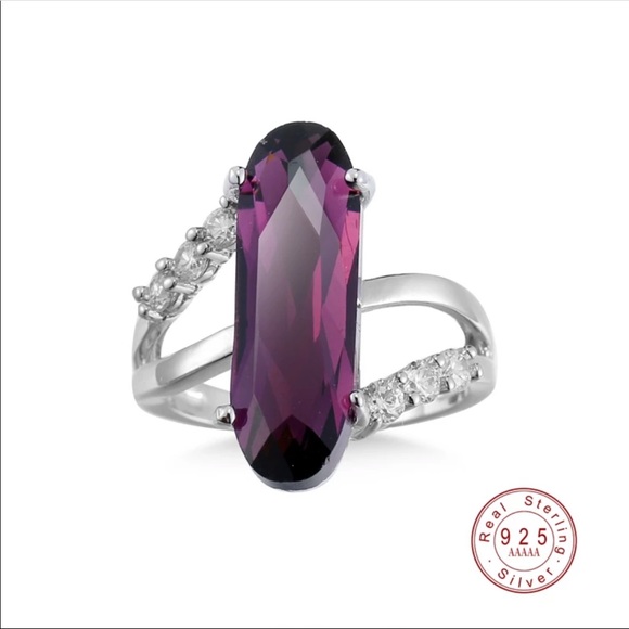 NWT 925 Sterling silver crystal purple stone ring - Picture 3 of 5
